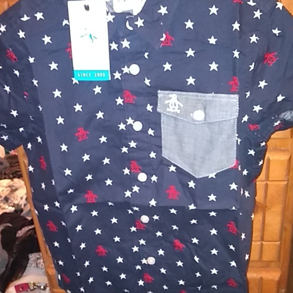 Penguin butto up boys top